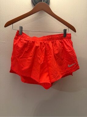 Nike Dri-FIT Women Neon Orange Perforated Running Shorts Size Medium